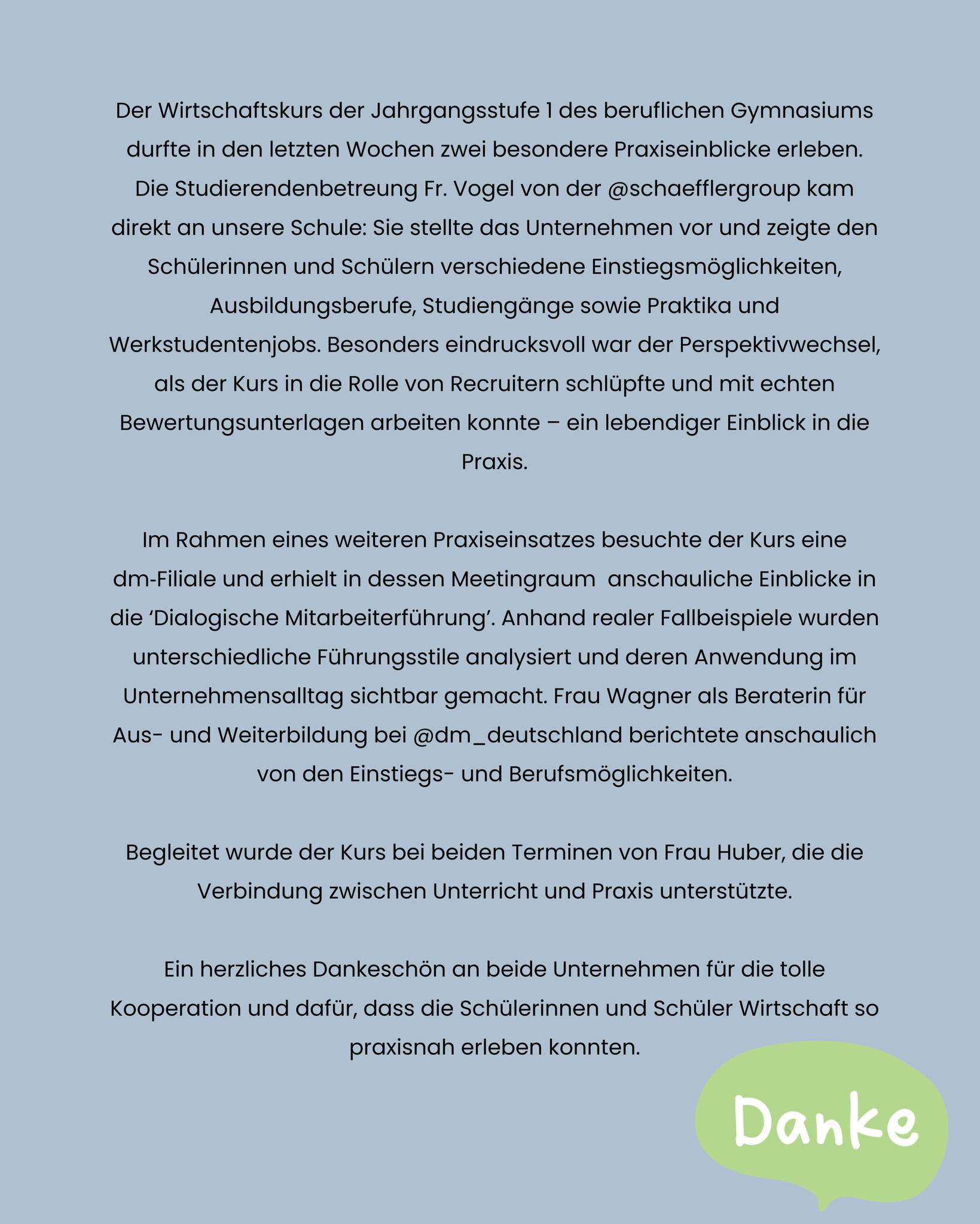 instagram post Wirtschaft hautnah erlebe